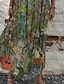 Χαμηλού Κόστους Print Φορέματα-Γυναικεία Καθημερινό φόρεμα Φόρεμα ριχτό Μακρύ Φόρεμα Μάξι Φόρεμα Κρασί Θαλασσί Πράσινο του τριφυλλιού Κοντομάνικο Φλοράλ Στάμπα Καλοκαίρι Άνοιξη Στρογγυλή Ψηλή Λαιμόκοψη Βίντατζ