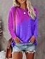 cheap Women&#039;s T-shirts-Women&#039;s T shirt Tee Designer Color Gradient Long Sleeve Round Neck Daily Weekend Clothing Clothes Designer Basic Green Gray Purple