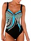 cheap One-Pieces-Women&#039;s Swimwear One Piece Monokini Bathing Suits Plus Size Swimsuit Floral Abstract Backless Tummy Control for Big Busts Wine Green White Blue Purple Plunge Bathing Suits Basic St. Patrick&#039;s Day New