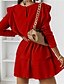 cheap Casual Dresses-Women&#039;s Party Dress Sheath Dress Mini Dress Army Green Red Brown Pure Color Long Sleeve Fall Spring Ruffle Elegant Crew Neck Winter Dress Fall Dress 2022 S M L XL XXL 3XL