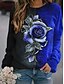 cheap Women&#039;s Hoodies &amp; Sweatshirts-Women&#039;s Sweatshirt Pullover Rose Flower Active Vintage Streetwear Print Pink Red Blue Sports Going out Round Neck Long Sleeve Without Lining Micro-elastic Fall &amp; Winter
