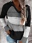 cheap Sweaters-Women&#039;s Sweater Pullover Knitted Color Block Casual Long Sleeve Loose Sweater Cardigans Hooded Fall Winter Green Black Wine / Holiday / Work