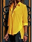 preiswerte Blusen und Hemden für Damen-Damen Hemd Bluse Schwarz Weiß Gelb Glatt Taste Asymmetrisch Langarm Täglich Wochenende Strassenmode Brautkleider schlicht Hemdkragen Standard S