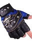 cheap Men&#039; Scarves &amp; Gloves-Men&#039;s 1 Pair Half Finger Streetwear Outdoor Gloves Print Color Block Black Blue Red