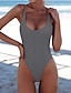cheap One-Pieces-Women&#039;s Swimwear One Piece Monokini Bathing Suits Swimsuit Solid Color Tummy Control Slim White Black Gray Pink Light Green Strap Bathing Suits Casual Sports New / Padded Bras