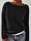 cheap Sweaters-Women&#039;s Pullover Sweater Knitted Solid Color Basic Casual Long Sleeve Regular Fit Sweater Cardigans Boat Neck Fall Winter Blue Purple Black / Holiday / Going out