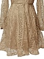 Χαμηλού Κόστους Πάρτι Φορέματα-Γυναικεία Φόρεμα σε γραμμή Α Μίνι φόρεμα Χρυσό Μακρυμάνικο Συμπαγές Χρώμα Πούλιες Δίχτυ Κουρελού Φθινόπωρο Άνοιξη Βαθύ V Ρομαντικό Σέξι Πάρτι Φανάρι μανίκι 2021 Τ M L XL / Φόρεμα για πάρτυ