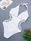 cheap One-Pieces-Women&#039;s Swimwear One Piece Monokini Bathing Suits Normal Swimsuit Solid Color Backless White Black Halter Bathing Suits Party Active Sexy / Sports / New / Padded Bras