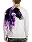 cheap Men-Men&#039;s Unisex Tee T shirt Tee Shirt Graphic Prints Eagle 3D Print Crew Neck Daily Holiday Long Sleeve Print Tops Casual Designer Big and Tall White Blue Purple