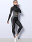 cheap Exercise, Fitness &amp; Yoga-Women&#039;s Tracksuit Yoga Suit 2 Piece Seamless Winter Leggings Crop Top Clothing Suit Patchwork Navy Light Green Yoga Fitness Gym Workout Nylon Tummy Control Butt Lift Quick Dry High Waist Long Sleeve
