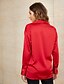 cheap Women&#039;s Clothing-Women&#039;s Blouse Long Sleeve Plain Shirt Collar Streetwear Tops Silk Like Satin Light Brown White Red / Machine wash / Smooth Sensations