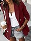 cheap Women&#039;s Blazer&amp;Suits-Women&#039;s Blazer Solid Color Classic Style Basic Long Sleeve Coat Fall Spring Street Short Jacket Wine Notch lapel collar