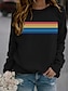 cheap Women&#039;s T-shirts-Women&#039;s T shirt Tee Designer Long Sleeve Rainbow Graphic Patterned Design Hot Stamping Round Neck Casual Daily Clothing Clothes Designer Basic Casual Green Black Gray
