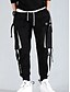 cheap Cargo Pants-Men&#039;s Joggers Pants Trousers Drawstring Multi Pocket Elastic Waist Hip Hop Harlem Pants Casual Daily Embroidery Color Block Letter Black S M L