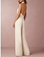 cheap Wedding Dresses-Hall Sexy Simple Wedding Dresses Jumpsuits Halter Neck Sleeveless Floor Length Satin Bridal Gowns With Pleats 2024