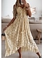 cheap Dresses-Women&#039;s Maxi long Dress Swing Dress White Beige Sleeveless Embroidered Lace Print V Neck Spring Summer Casual Boho 2022 S M L XL XXL
