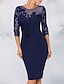 tanie Sukienki koktajlowe-koktajlowa elegancka sukienka jesień sukienka dla gościa weselnego czarna sukienka z długim rękawem sukienka midi kwiatowy haft przezroczysty dekolt z koronką z koralikami 2024