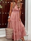 cheap Dresses-Women&#039;s Swing Dress Maxi long Dress Blue Yellow Blushing Pink White Beige Sleeveless Solid Color Lace Patchwork Spring Summer V Neck Elegant Sexy Boho Holiday 2021 S M L XL XXL
