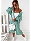 cheap Cardigans-Women&#039;s Cardigan Sweater Jumper Ribbed Knit Pocket Open Front Solid Color Daily Going out Stylish Casual Drop Shoulder Winter Fall Green Blue S M L