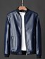 cheap Men&#039;s Jackets &amp; Coats-Men&#039;s Bomber Jacket Faux Leather Jacket Durable Casual / Daily Daily Wear Vacation To-Go Zipper Standing Collar Comfort Leisure Jacket Outerwear Solid / Plain Color Zipper Pocket Black Brown Dark Blue