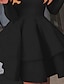 olcso Szilveszteri ruhák-Női A vonalú ruha Térdig érő ruha Fekete Fehér Rubin Hosszú ujj Tömör szín Többrétegű Nyár Tavasz Aszimmetrikus meleg Koktélparty 2023 S M L XL XXL