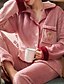 cheap Women&#039;s Sleep &amp; Lounge-Women&#039;s 1 set Pajamas Sets Simple Fashion Comfort Plant Fruit Coral Fleece Coral Velvet Home Daily Bed Lapel Gift Shirt Long Sleeve Print Pant Fall Winter Pocket Light Pink White powder