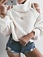 ieftine Pulover Tricotat-Pentru femei Plover Pulover Săritor Tricotat Găurite Culoare solidă Stilat De Bază Casual Manșon Lung Pulovere Cardigan Guler Pe Gât Toamnă Iarnă Alb