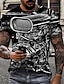 voordelige auto&#039;s en motorfietsen-Voor heren T-shirt Machine Ronde hals Zilver Zwart / Wit Zwart / Grijs Zwart Bruin 3D-afdrukken Buiten Straat Korte mouw Afdrukken Kleding Sport Modieus Ontwerper Sportkleding