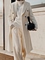 cheap Coats &amp; Trench Coats-Women&#039;s Coat Winter Fall Street Daily Going out Long Coat Double Breasted Warm Breathable Regular Fit Casual Jacket Long Sleeve Solid Color Khaki White