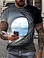 preiswerte Geometrical-Herren T-Shirt Tee Optische Illusion Wolken Rundhalsausschnitt Schwarz Gelb Blau Lila Grün 3D Druck Outdoor Street Kurzarm Druck Kleidung Kleidung Sport Mode Designer