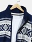 cheap Men&#039;s Cardigan Sweater-Men&#039;s Sweater Cardigan Knit Full Zip Knitted Geometric V Neck Stylish Vintage Style Causal Daily Wear Fall Winter Navy Blue M L XL / Acrylic / Long Sleeve / Hand wash / Washable / Unisex