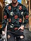 olcso Férfi 3D pólók-Férfi Póló 3D nyomtatás Virágos Grafika Terített nyak Hétköznapi Napi Nyomtatott Hosszú ujj Felsők Alkalmi Utcai sikk Nagy és magas Kék-zöld Medence Tengerészkék