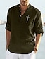 cheap Cotton Linen Shirt-Men&#039;s Linen Shirt Shirt Summer Shirt Beach Shirt Collar Spring &amp; Summer Long Sleeve Black White Green Plain Daily Holiday Clothing Apparel