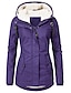cheap Jackets-Women&#039;s Parka Fall Winter Outdoor Street Causal Regular Coat Loose Fit Sports Casual Jacket Long Sleeve Zipper Pocket Solid Color Black Purple Pink / Down &amp; Parkas / Waterpoof / Polyester / Hand wash
