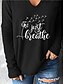 cheap Women&#039;s T-shirts-Women&#039;s T shirt Dandelion Letter Patchwork Print V Neck Basic Tops Black