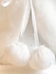 voordelige Bontstola&#039;s-kinderen nepbont witte jas sjaals bloemenmeisje wraps winter schattig warm houden lange mouwen nepbont bruiloft wraps met pom poms voor bruiloft