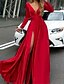 cheap Party Dresses-Women‘s Prom Party Dress Cocktail Dress Swing Dress Long Dress Maxi Dress Green Red Long Sleeve Pure Color Split Winter Fall Autumn V Neck Party Winter Dress 2023 S M L XL XXL