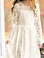 cheap Dresses-Kids Little Girls&#039; Dress Solid Colored A Line Dress Daily Lace Mesh Embroidered White Pink Beige Cotton Maxi Long Sleeve Cute Princess Dresses Fall Winter Regular Fit 3-12 Years