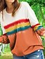 preiswerte Kapuzenpullis &amp; Sweatshirts in Übergrößen-Damen Übergröße Oberteile Bluse Hemd Regenbogen Farbverläufe Bedruckt Langarm Rundhalsausschnitt Strassenmode Täglich Wochenende Polyester Herbst Grün Blau