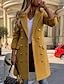 cheap Women&#039;s Coats &amp; Trench Coats-Women&#039;s Pea Coat Long Coat Duble Breasted Lapel Winter Coat Warm Windproof Trench Coat Slim Fit Elegant Casual Jacket Long Sleeve Black Yellow Outerwear