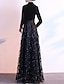abordables Robes de Soirée-robe de soirée trapèze scintillante élégante robe de soirée formelle de bal reine anne manches longues longueur au sol pailletée avec ceinture / ruban sequin 2024
