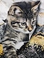cheap Tees &amp; T Shirts-Women&#039;s T shirt Tee Blue Khaki White Print Graphic Cat Daily Weekend Short Sleeve Round Neck Vintage Regular 3D Cat Painting S