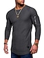저렴한 남자의 기본 티셔츠-남성용 T 셔츠 한 색상 크루넥 캐쥬얼 일상 긴 소매 탑스 면 경량 패션 슬림 핏 크고 크고 클로버 화이트 블랙