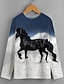 halpa tyttöjen 3d t-paidat-lasten hevonen t-paita pitkähihainen valkoinen laivastonsininen hevonen 3d print eläinprintti päivittäinen kuluminen aktiivinen 4-12 vuotta / syksy