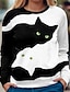 cheap Women&#039;s Hoodies &amp; Sweatshirts-Women&#039;s Sweatshirt Pullover Active Streetwear Print Black Animal Cat Casual Round Neck Long Sleeve S M L XL XXL / 3D Print