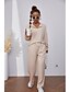 cheap Loungewear-Women&#039;s 1 set Sets Simple Pure Color Polyester Home Crew Neck Warm Long Sleeve Button Pant Fall Winter Beige / Lace Up