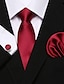 お買い得  メンズのネクタイ＆ボウタイ-男性用 ネクタイ ポケットチーフ カフスボタン セット オフィス 結婚式 フォーマル クラシック チェック 日常 イベント