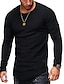 billige Casual T-shirts til mænd-Herre Skjorte T-shirt Lang ærmet skjorte Vanlig Rund hals ikke-udskrivning Plusstørrelser Langærmet Tøj Bomuld Muskel