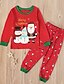 cheap Sets-2 Pieces Toddler Boys Ugly Christmas Clothing Set Outfit Letter Santa Claus Snowman Long Sleeve Print Set Christmas Gifts Daily Casual Winter Fall 1-5 Years Red