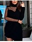 Χαμηλού Κόστους Casual Φορέματα-Γυναικεία Φόρεμα σε ευθεία γραμμή Μίνι φόρεμα Μαύρο Μακρυμάνικο Πουά Κουρελού Φθινόπωρο Ζιβάγκο Καθημερινό Σέξι 2022 Τ M L XL XXL